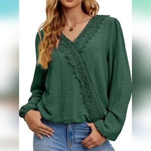 XL Emerald Faux-Wrap Shirt